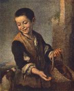 MURILLO, Bartolome Esteban Boy with a Dog sgh oil on canvas